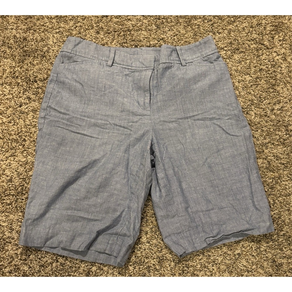 Talbots Perfect Short Blue Cotton Chambray Bermuda Pants Women’s 4